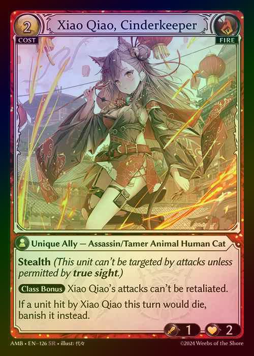 《特価品EX》【FOIL】[Fire] Xiao Qiao, Cinderkeeper [AMB126-SR]