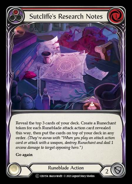 [Runeblade] Sutcliffe's Research Notes [UL-CRU154-C] (red)