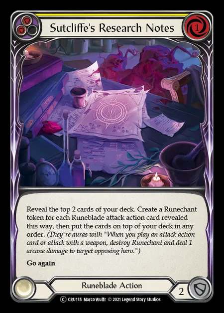 [Runeblade] Sutcliffe's Research Notes [UL-CRU155-C] (yellow)
