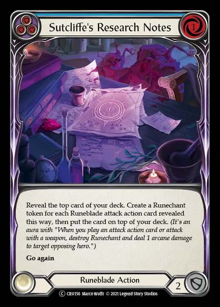 [Runeblade] Sutcliffe's Research Notes [UL-CRU156-C] (blue)