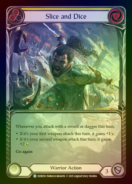【RF】[Warrior] Slice and Dice (Extended Art) [EVR058-R] (yellow) Rainbow Foil