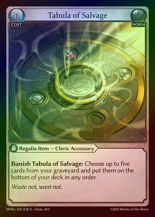 【FOIL】[Norm] Tabula of Salvage [HVN018-R]
