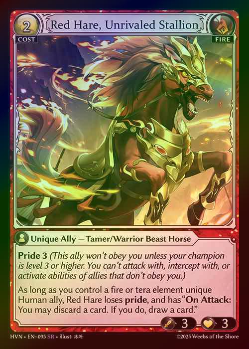 【FOIL】[Fire] Red Hare, Unrivaled Stallion [HVN095-SR]
