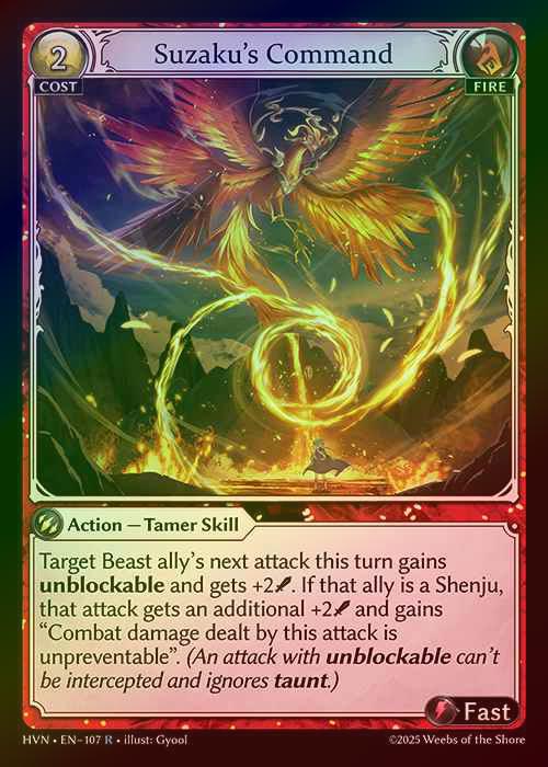 【FOIL】[Fire] Suzaku's Command [HVN107-R]