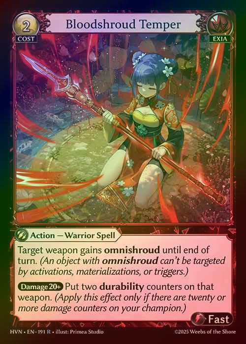 【FOIL】[Exia] Bloodshroud Temper [HVN191-R]