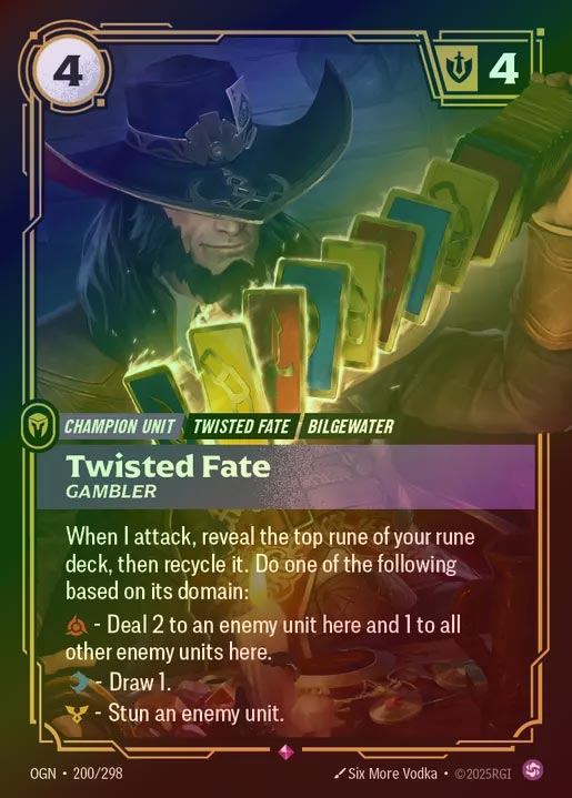 【FOIL】[Chaos] Twisted Fate, Gambler [OGN-200-R]