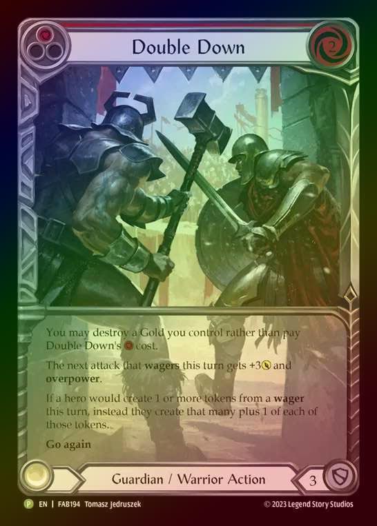 【RF】[Guardian Warrior] Double Down (Extended Art) [FAB194] (Promo) Rainbow Foil
