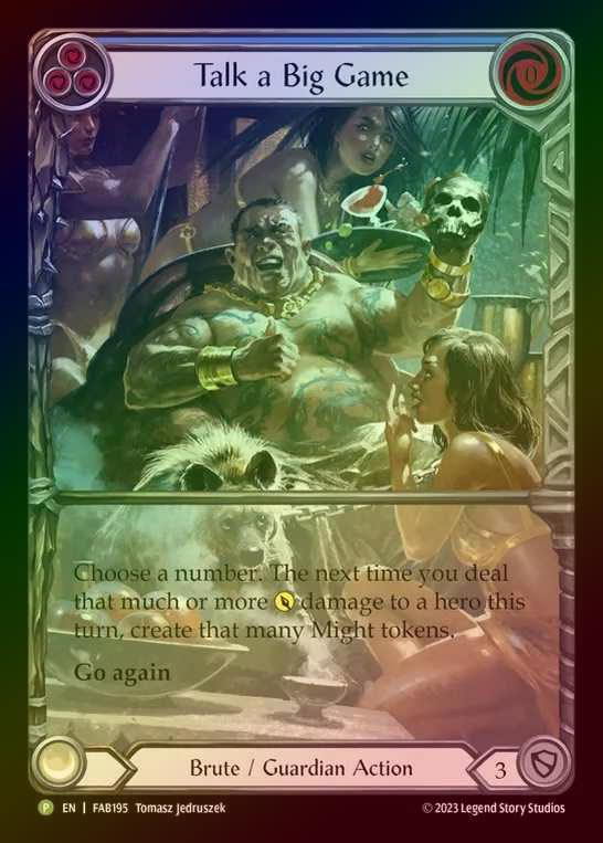 【RF】[Brute Guardian] Talk a Big Game (Extended Art) [FAB195] (Promo) Rainbow Foil