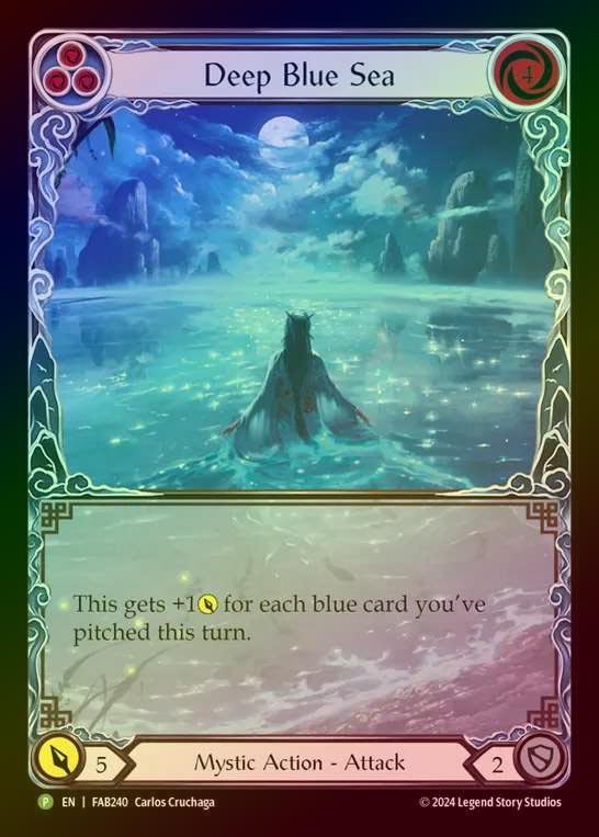 【RF】[Mystic] Deep Blue Sea (Extended Art) [FAB240] (Promo) Rainbow Foil