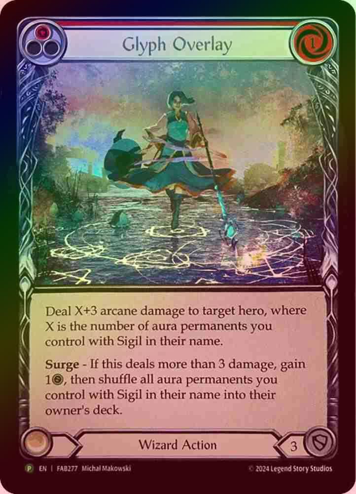 【RF】[Wizard] Glyph Overlay (Alternate Art) (red) [FAB277] (Promo) Rainbow Foil