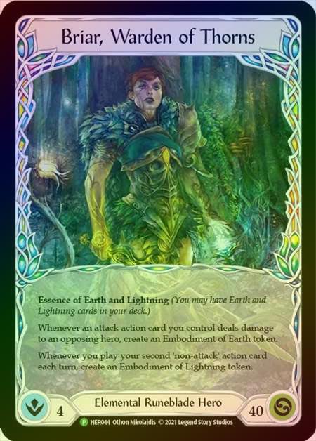 【CF】[Elemental Runeblade] Briar, Warden of Thorns (1st print) [HER044] (Promo) Cold Foill