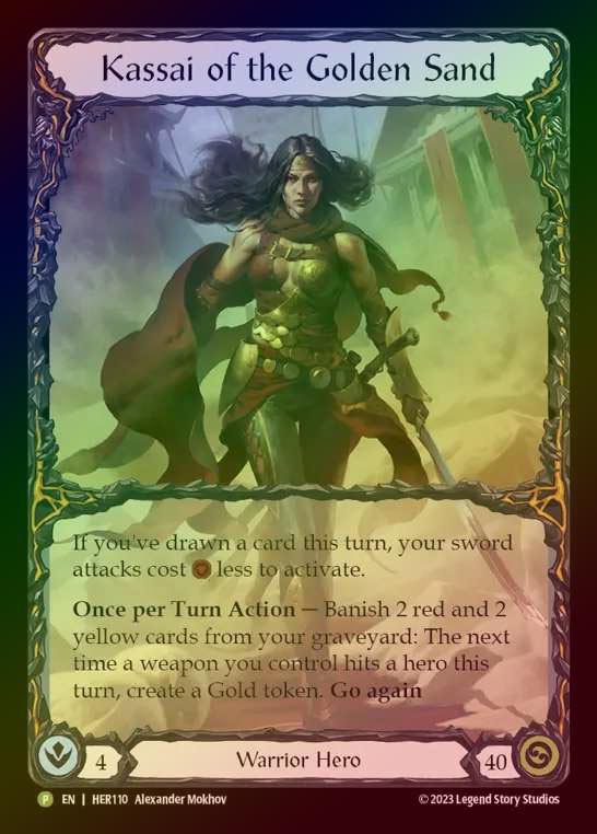 【RF】[Warrior] Kassai of the Golden Sand [HER110] (Promo) Rainbow Foil