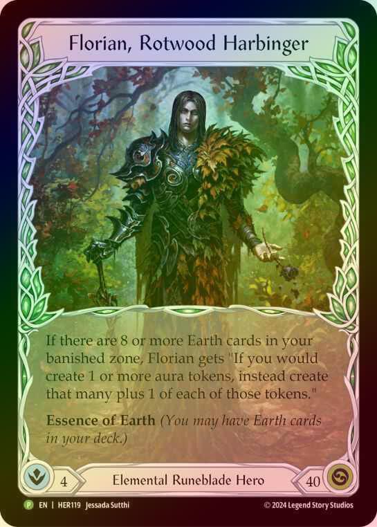 【RF】[Elemental Runeblade] Florian, Rotwood Harbinger [HER119] (Promo) Rainbow Foil