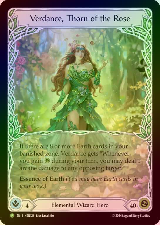【RF】[Elemental Wizard] Verdance, Thorn of the Rose [HER121] (Promo) Rainbow Foil