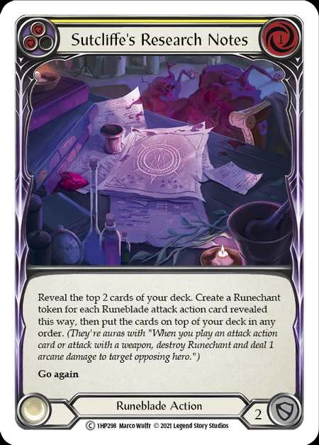 [Runeblade] Sutcliffe's Research Notes [1HP298-C] (yellow)
