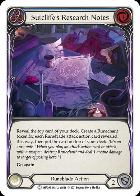 [Runeblade] Sutcliffe's Research Notes [1HP299-C] (blue)
