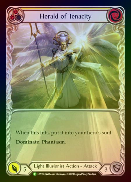 【RF】[Light Illusionist] Herald of Tenacity (yellow) [LGS174] (Promo) Rainbow Foil