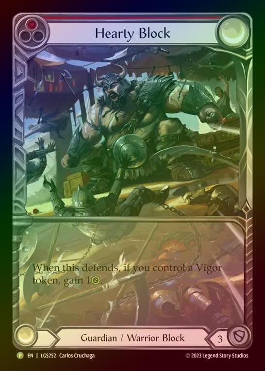 【RF】[Guardian Warrior] Hearty Block (Extended Art) [LGS252] (Promo) Rainbow Foil