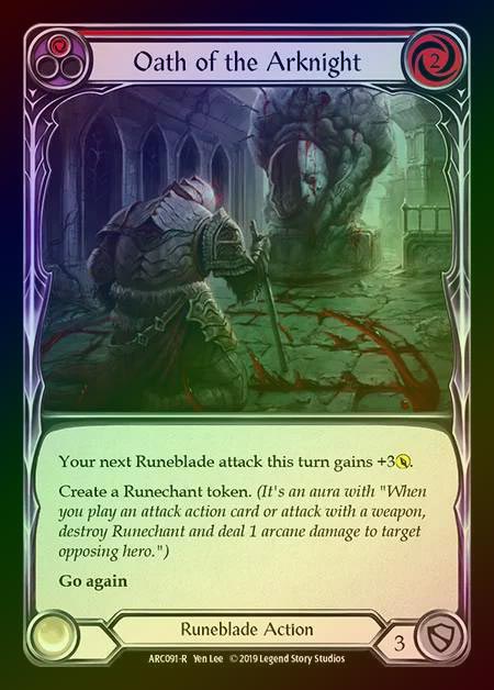 【RF】[Runeblade] Oath of the Arknight (red) [1st-ARC091-R] Rainbow Foil