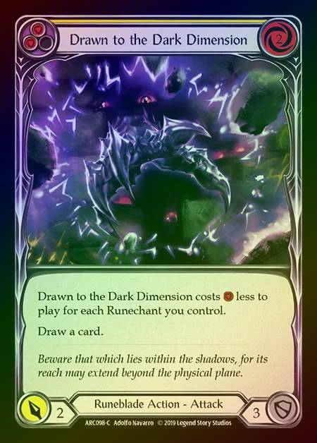【RF】[Runeblade] Drawn to the Dark Dimension (yellow) [1st-ARC098-C] Rainbow Foil