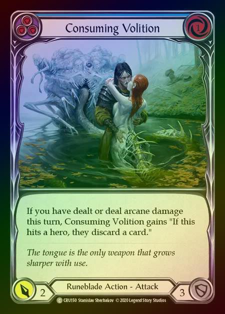【RF】[Runeblade] Consuming Volition (blue) [1st-CRU_150-C] Rainbow Foil