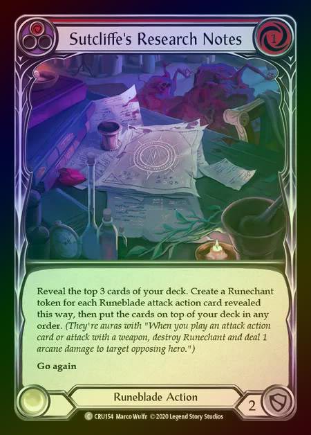 【RF】[Runeblade] Sutcliffe's Research Notes (red) [1st-CRU_154-C] Rainbow Foil