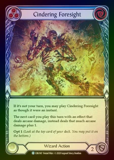 【RF】[Wizard] Cindering Foresight (blue) [1st-CRU_167-R] Rainbow Foil