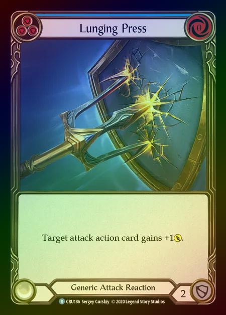 【RF】[Generic] Lunging Press (blue) [1st-CRU_186-R] Rainbow Foil