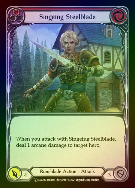 【RF】[Runeblade] Singeing Steelblade (red) [UL-ELE230-C] Rainbow Foil