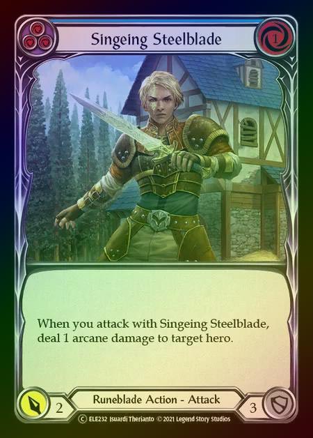 【RF】[Runeblade] Singeing Steelblade (blue) [UL-ELE232-C] Rainbow Foil