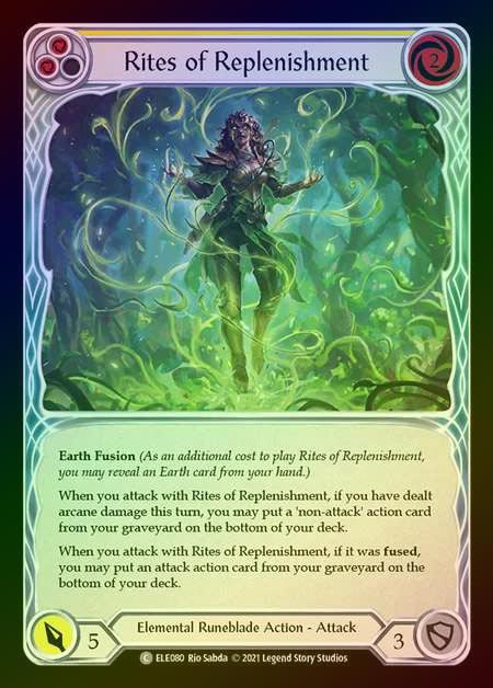 【RF】[Elemental Runeblade] Rites of Replenishment [1st-ELE080-C] (yellow) Rainbow Foil