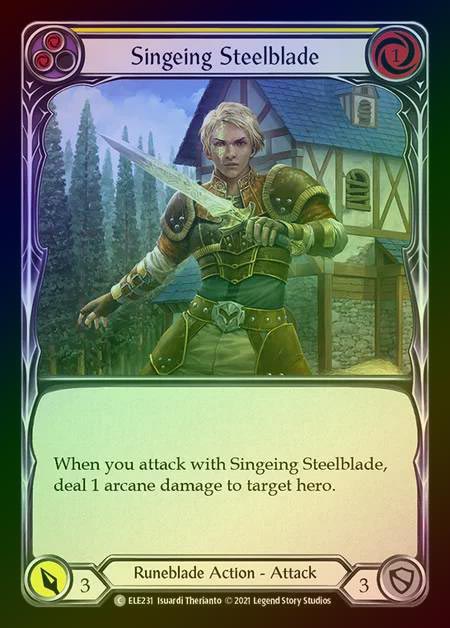 【RF】[Runeblade] Singeing Steelblade [1st-ELE231-C] (yellow) Rainbow Foil