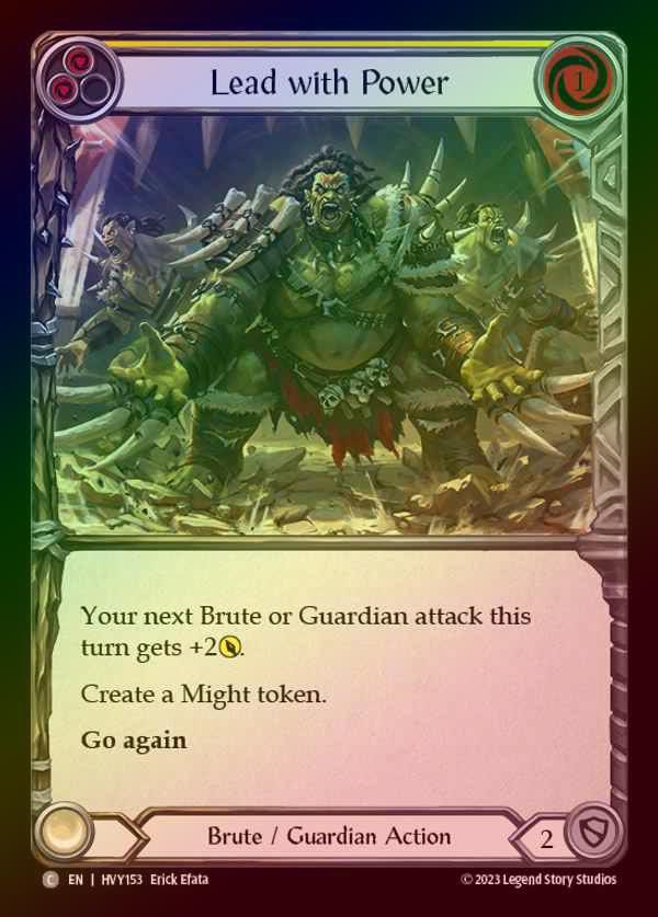 【EN】【RF】[Brute Guardian] 力の優位/Lead with Power [HVY153-C] (yellow) Rainbow Foil
