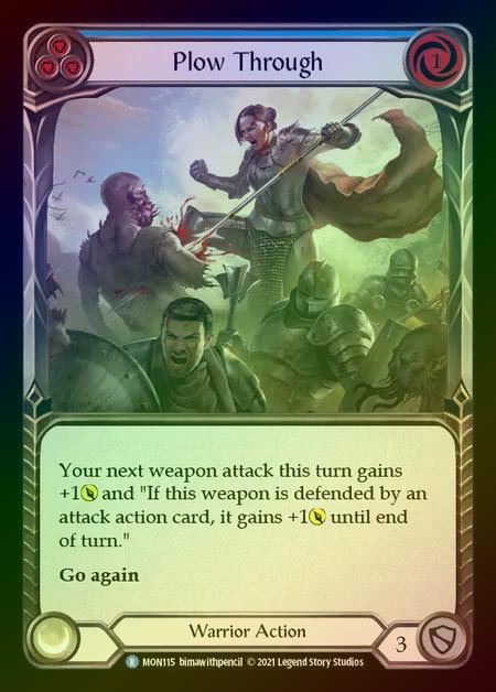 【RF】[Warrior] Plow Through (blue) [1st-MON_115-R] Rainbow Foil