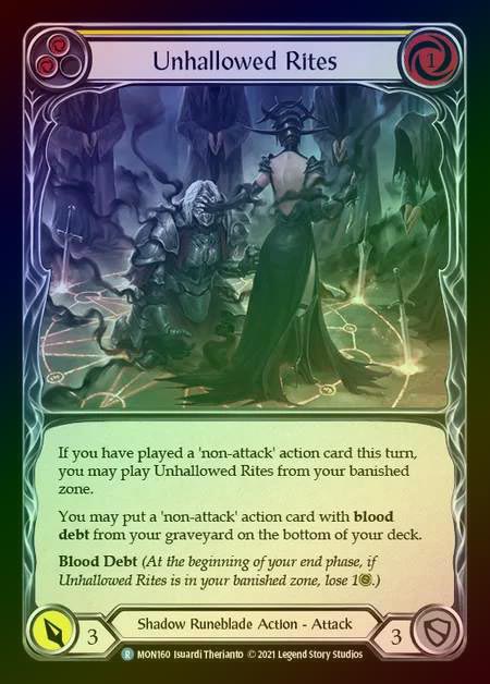 【RF】[Shadow Runeblade] Unhallowed Rites (yellow) [1st-MON_160-R] Rainbow Foil