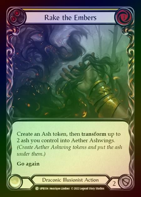 【RF】[Draconic Illusionist] Rake the Embers [UPR034-C] (yellow) Rainbow Foil