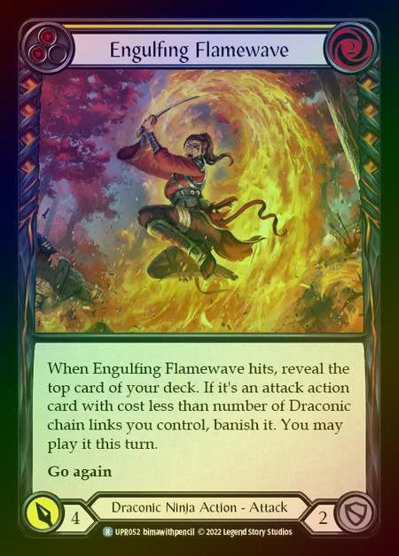 【RF】[Draconic Ninja] Engulfing Flamewave [UPR052-R] (yellow) Rainbow Foil