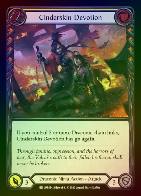 【RF】[Draconic Ninja] Cinderskin Devotion [UPR064-C] (yellow) Rainbow Foil