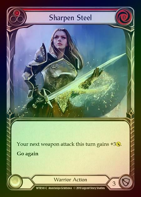 【RF】[Warrior] Sharpen Steel (red) [1st-WTR141-C] Rainbow Foil