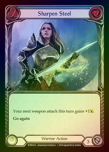 【RF】[Warrior] Sharpen Steel (blue) [1st-WTR143-C] Rainbow Foil