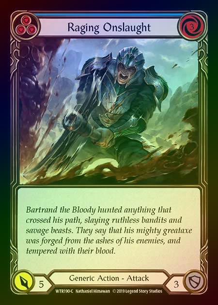 【RF】[Generic] Raging Onslaught (blue) [1st-WTR190-C] Rainbow Foil