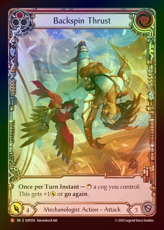 【CF】【EN】[Mechanologist] 逆旋回の突撃/Backspin Thrust (Extended Art) [SUP254-M]