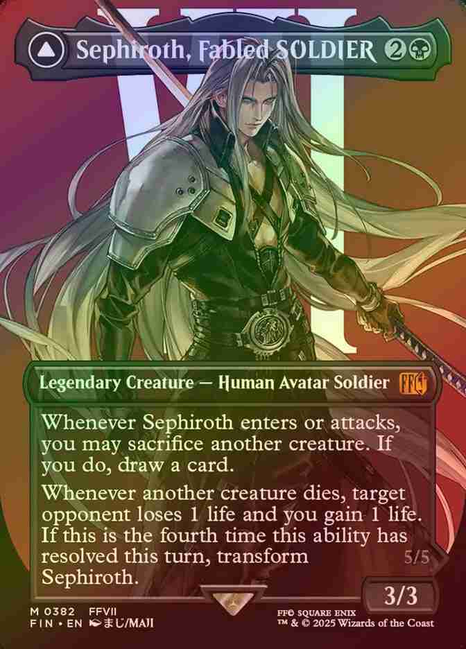 《特価品NM》【ボーダーレスFoil】【英】威名のソルジャー、セフィロス/Sephiroth, Fabled SOLDIER [FIN]